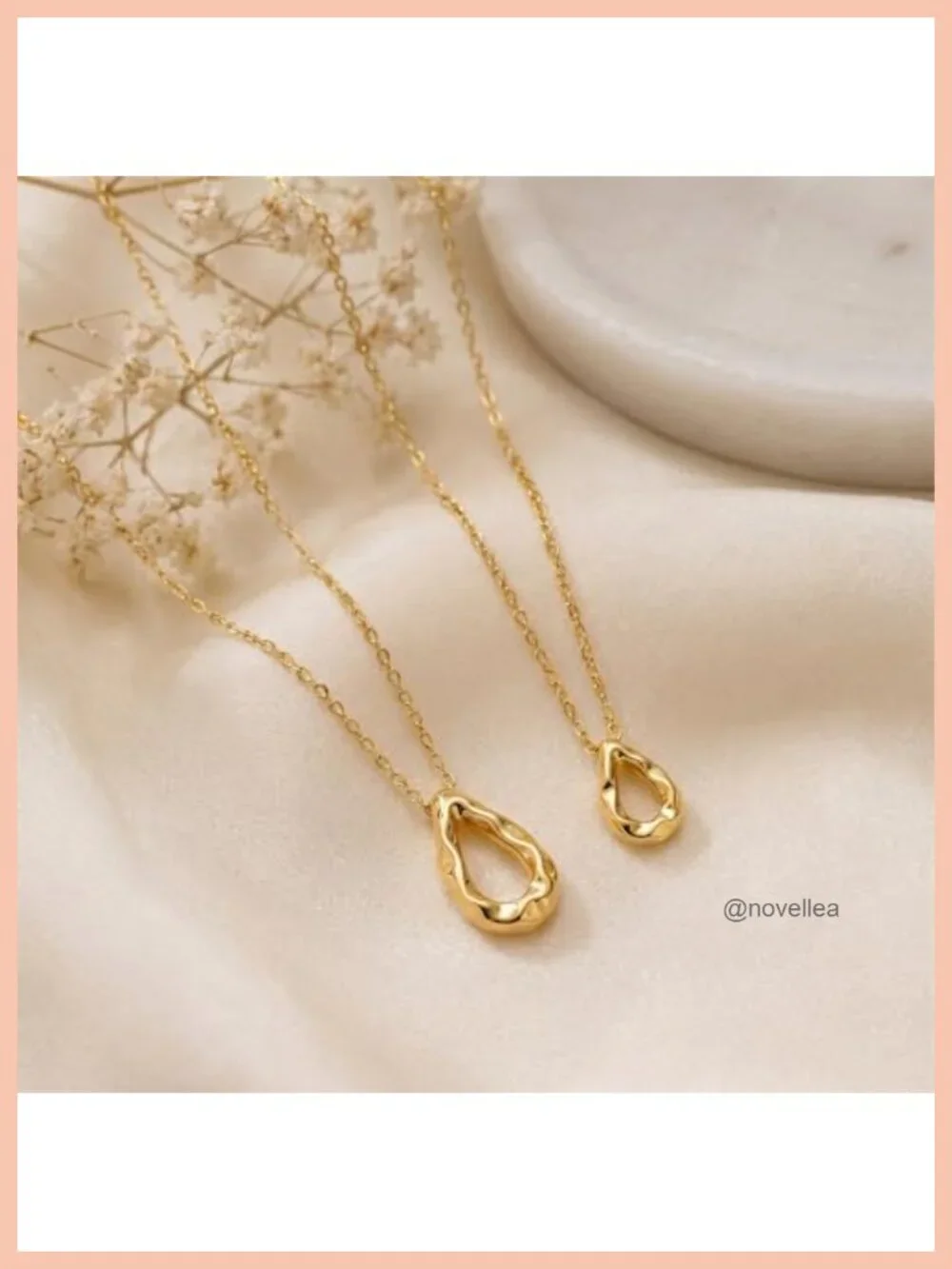 Layered Teardrop Pendant Necklace 14K Gold Plated Chunky Simple Jewelry